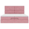 vidaXL Cadre de lit ottoman avec matelas rose 200x200 cm velours