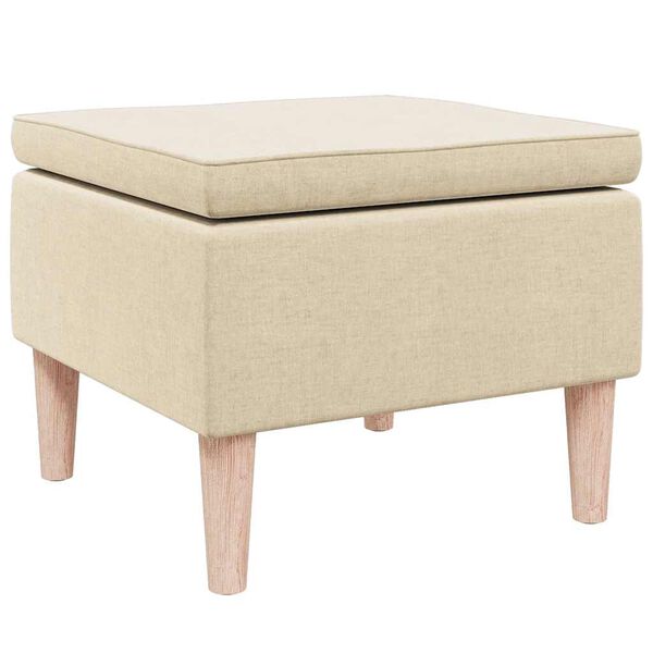 vidaXL Tabouret avec pieds en bois Crème Tissu