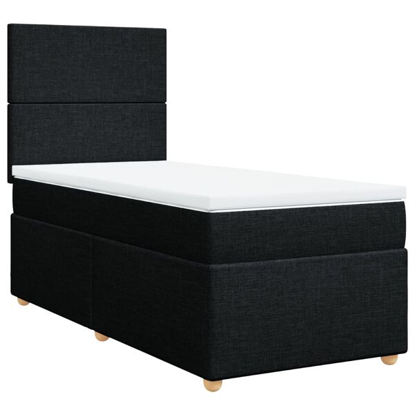 vidaXL Sommier &agrave; lattes de lit avec matelas Noir 90x190 cm Tissu