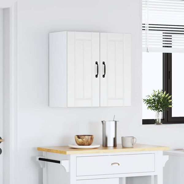 vidaXL Armoire murale de cuisine Lucca blanc bois d'ing&eacute;nierie