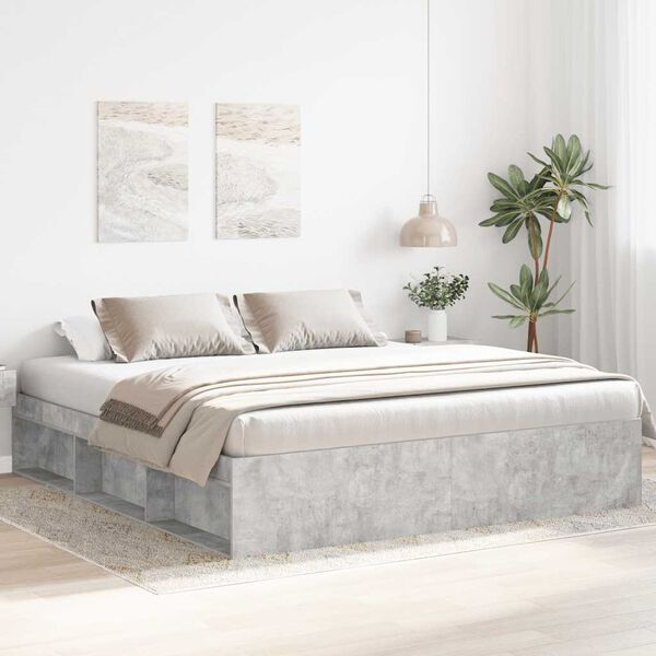 vidaXL Cadre de lit sans matelas gris b&eacute;ton 200x200 cm