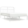 vidaXL Cadre de lit m&eacute;tal sans matelas et t&ecirc;te de lit blanc 140x190 cm