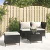 vidaXL Salon de jardin 3 pcs avec coussins Noir R&eacute;sine tress&eacute;e