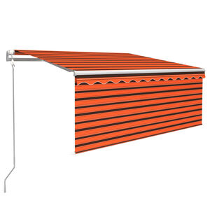 vidaXL Auvent automatique capteur de vent et LED 3x2,5 m Orange marron