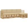 vidaXL Ensemble de canap&eacute;s d'ext&eacute;rieur 5 pc Blanc et Beige Polyester