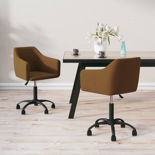 vidaXL Chaises pivotantes &agrave; manger lot de 2 Marron Velours