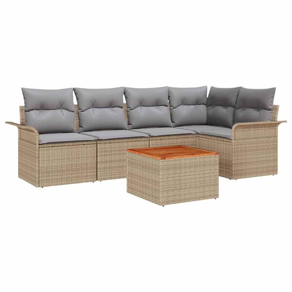 vidaXL Ensemble de canap&eacute; de jardin 6 pcs Beige et Gris clair