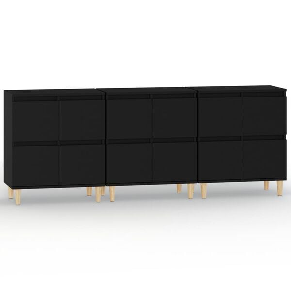 vidaXL Buffets 3 pcs noir 60x35x70 cm bois d'ing&eacute;nierie