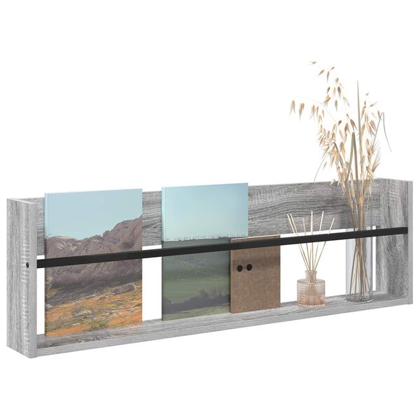 vidaXL &Eacute;tag&egrave;re &agrave; magazines avec &eacute;tag&egrave;re Gris Sonoma 100 x 12 x 30 cm