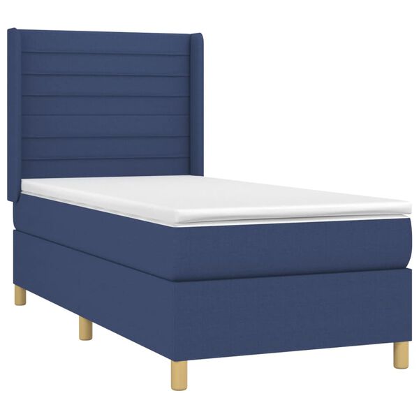 vidaXL Sommier &agrave; lattes de lit avec matelas Bleu 90x190 cm Tissu