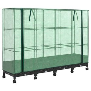 vidaXL Jardini&egrave;re de jardin avec couverture de serre et roues 4 pc PP