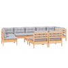 vidaXL Salon de jardin 10 pcs avec coussins gris bois de pin massif