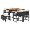 vidaXL Ensemble &agrave; manger de jardin 9pcs coussins noir r&eacute;sine tress&eacute;e