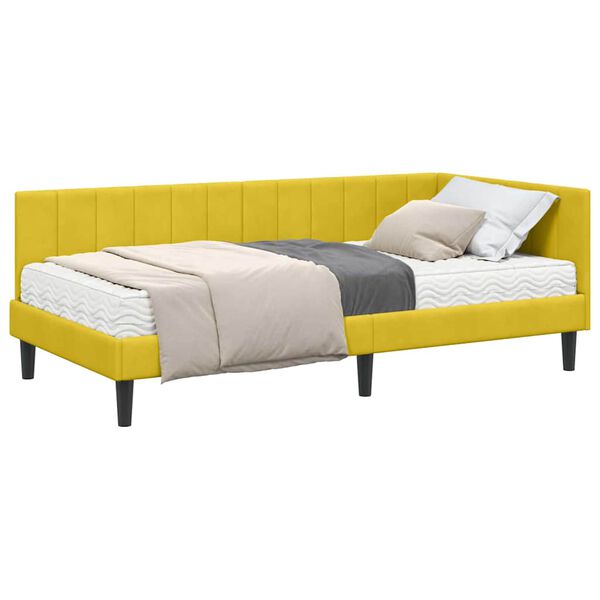 vidaXL Cadre de lit d'angle avec matelas 2 pcs Jaune Velours