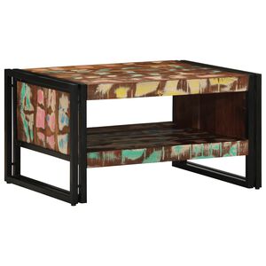 vidaXL Table basse multicolore 70x50x38 cm bois de r&eacute;cup&eacute;ration massif