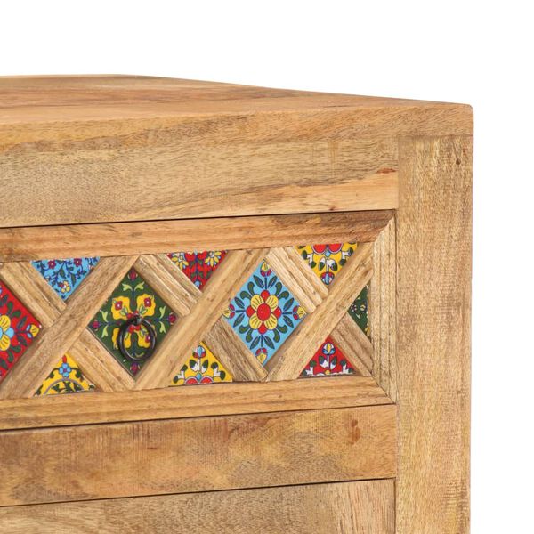 vidaXL Buffet avec carreaux de c&eacute;ramique 140x40x80 cm Bois de manguier