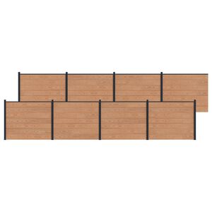 vidaXL Panneau de cl&ocirc;ture 8 pcs WPC et Aluminium Marron