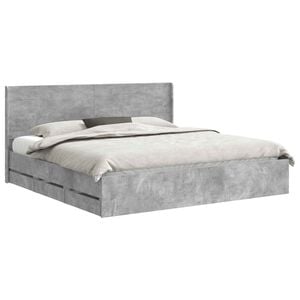 vidaXL Cadre de lit avec rangement et t&ecirc;te de lit Gris b&eacute;ton