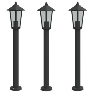 vidaXL Lampadaires d'extérieur 3 pcs noir 80 cm acier inoxydable