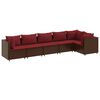 vidaXL Salon de jardin 6 pcs avec coussins Marron R&eacute;sine tress&eacute;e