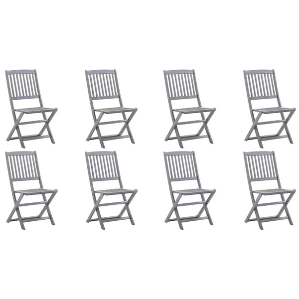 vidaXL Chaises pliables d'ext&eacute;rieur lot de 8 et coussins Bois d'acacia