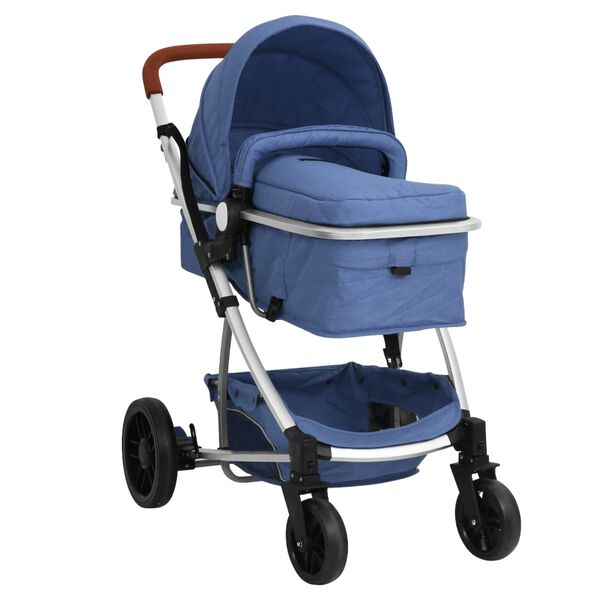 vidaXL Poussette pour b&eacute;b&eacute; 2-en-1 Bleu marine Aluminium