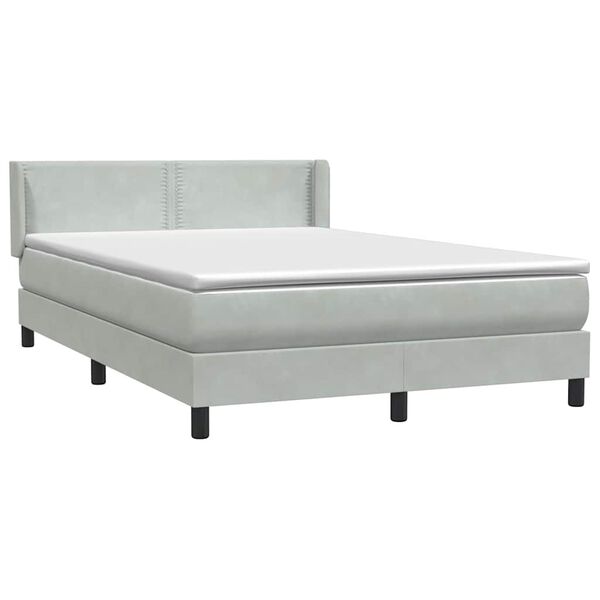 vidaXL Sommier &agrave; lattes de lit et matelas gris clair 140x220cm velours