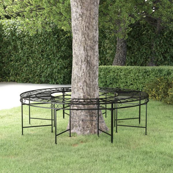 vidaXL Banc circulaire tour d'arbre &Oslash;160 cm Noir Acier