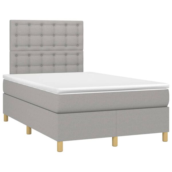 vidaXL Sommier &agrave; lattes de lit matelas et LED Gris clair 120x200 cm