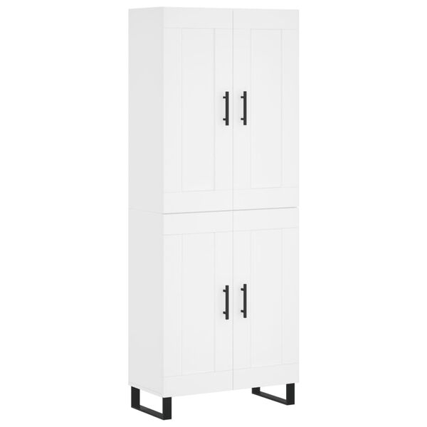 vidaXL Buffet haut Blanc 69,5x34x180 cm Bois d'ing&eacute;nierie