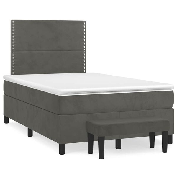 vidaXL Sommier &agrave; lattes de lit et matelas gris fonc&eacute; 120x190cm velours