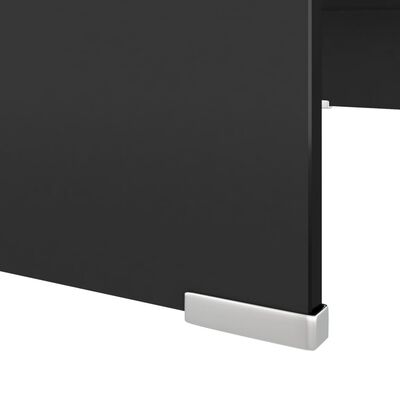 vidaXL Meuble TV/support pour moniteur 70x30x13 cm verre noir