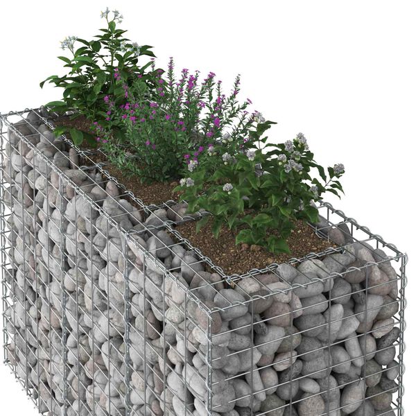 vidaXL Lit sur&eacute;lev&eacute; gabion Argent&eacute; 130 x 50 x 80 cm Acier galvanis&eacute;