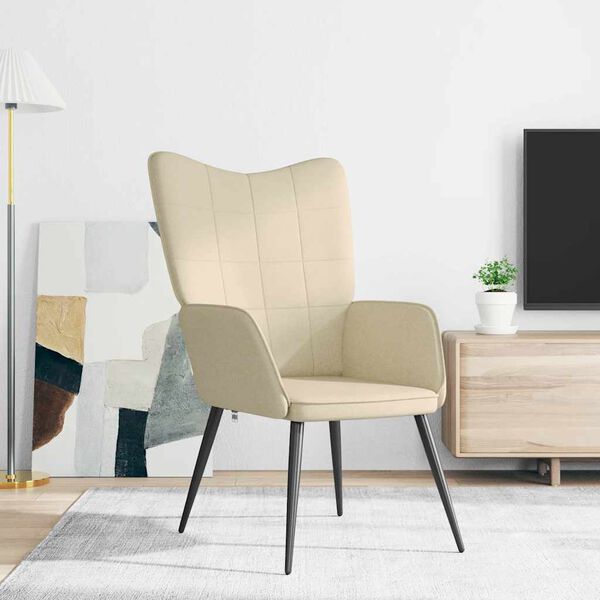 vidaXL Chaise de relaxation Cr&egrave;me Tissu