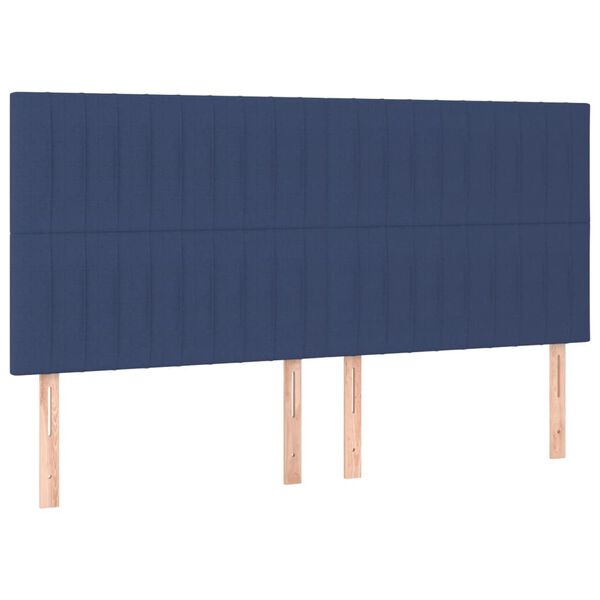 vidaXL T&ecirc;te de lit &agrave; LED Bleu 200x5x118/128 cm Tissu