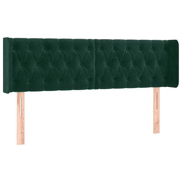vidaXL T&ecirc;te de lit avec oreilles Vert fonc&eacute; 163x16x78/88 cm Velours