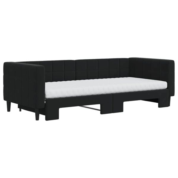vidaXL Lit de jour avec gigogne et matelas noir 90x200 cm velours