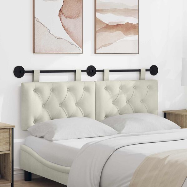 vidaXL T&ecirc;te de lit suspendue Cr&egrave;me 130 x 55 x 7 cm Velours