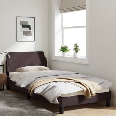 vidaXL Cadre de lit avec tête de lit Marron foncé 80x200 cm Tissu