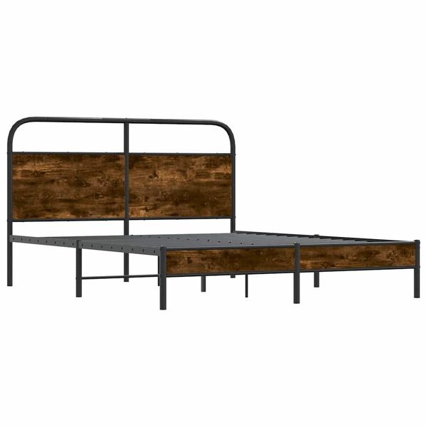 vidaXL Cadre de lit sans matelas 150x200 cm ch&ecirc;ne fum&eacute; bois ing&eacute;nierie