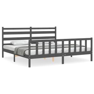 vidaXL Cadre de lit sans matelas gris 200x200 cm bois massif de pin