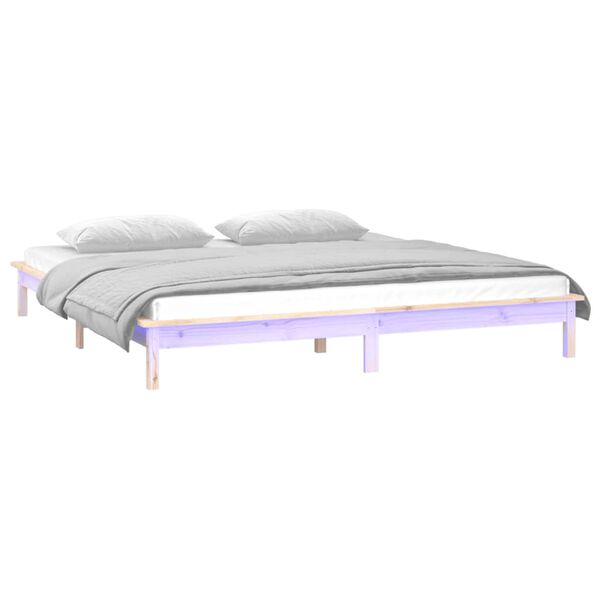 vidaXL Cadre de lit &agrave; LED sans matelas 160x200 cm bois massif