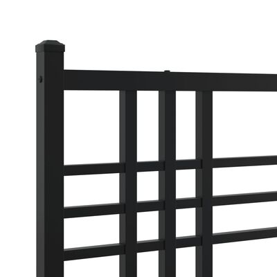 vidaXL Cadre de lit métal avec tête de lit noir 135x190 cm