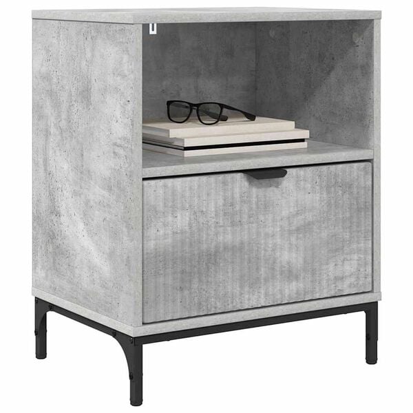 vidaXL Cabinet de chevet avec tiroir 2 pcs Gris b&eacute;ton 49 x 36 x 61 cm