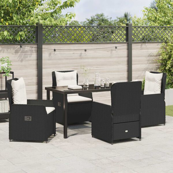 vidaXL Ensemble de salle &agrave; manger pour jardin 5 pcs Noir polyrotin