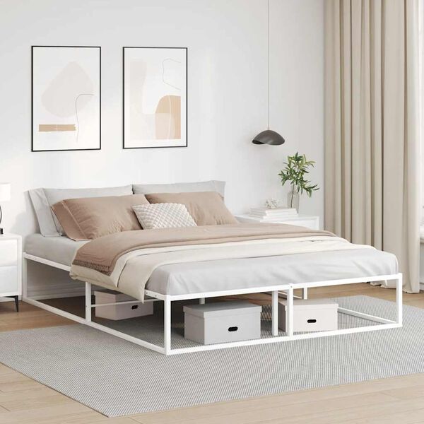 vidaXL Cadre de lit sans matelas blanc 160x200 cm métal