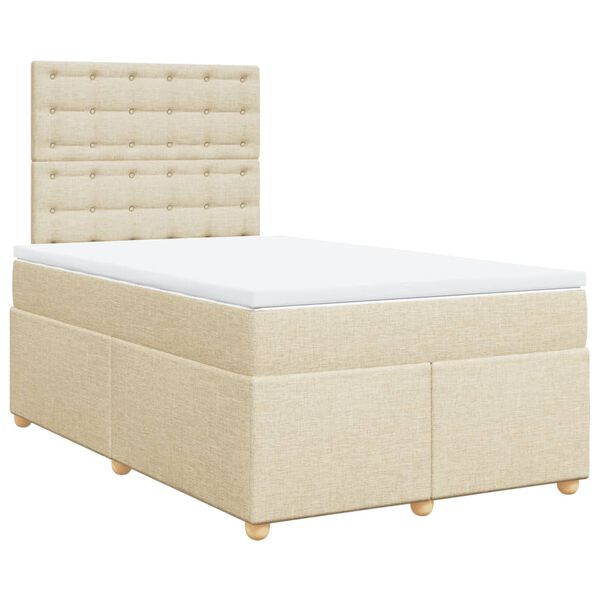 vidaXL Sommier &agrave; lattes de lit avec matelas cr&egrave;me 120x190 cm tissu