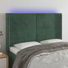 vidaXL T&ecirc;te de lit &agrave; LED Vert fonc&eacute; 147x16x118/128 cm Velours