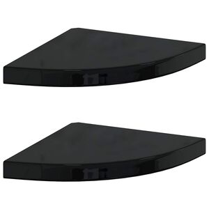vidaXL &Eacute;tag&egrave;res d'angle flottantes 2pcs noir brillant 35x35x3,8 cm MDF