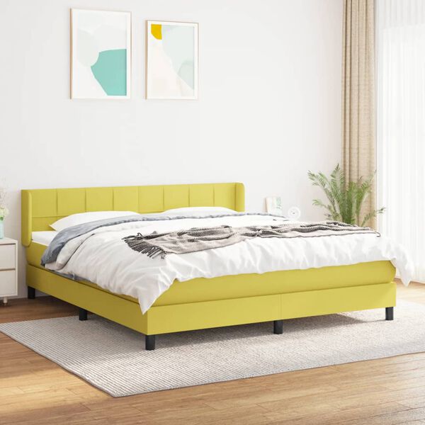 vidaXL Sommier &agrave; lattes de lit avec matelas Vert 180x200 cm Tissu